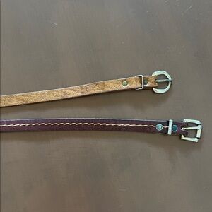 Elegant Tan and Brown Leather Belts- 2pcs